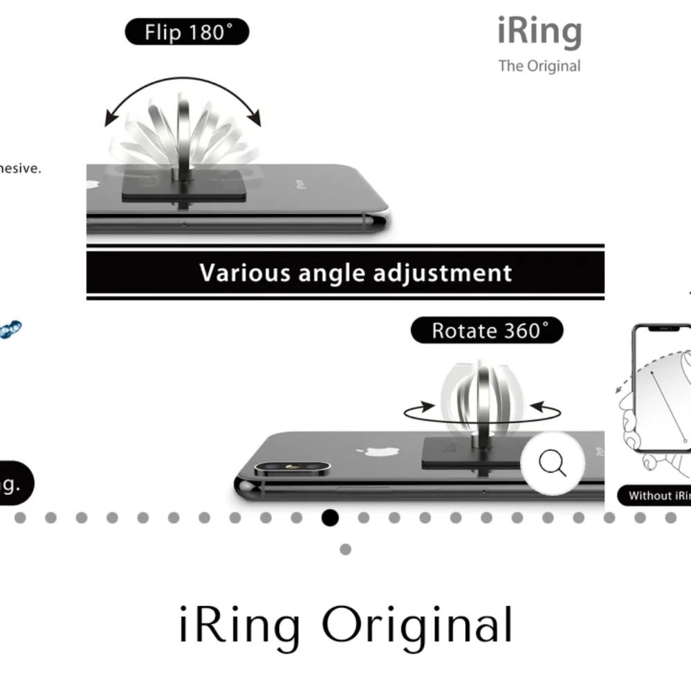iRing Cellphone Grip and Kickstand, Black, NiB